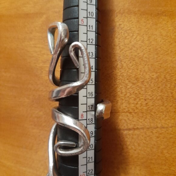 Large Vintage Fork Ring Silver Tone Twisted Avant Garde Design Thick Men Jewelry - Picture 7 of 16